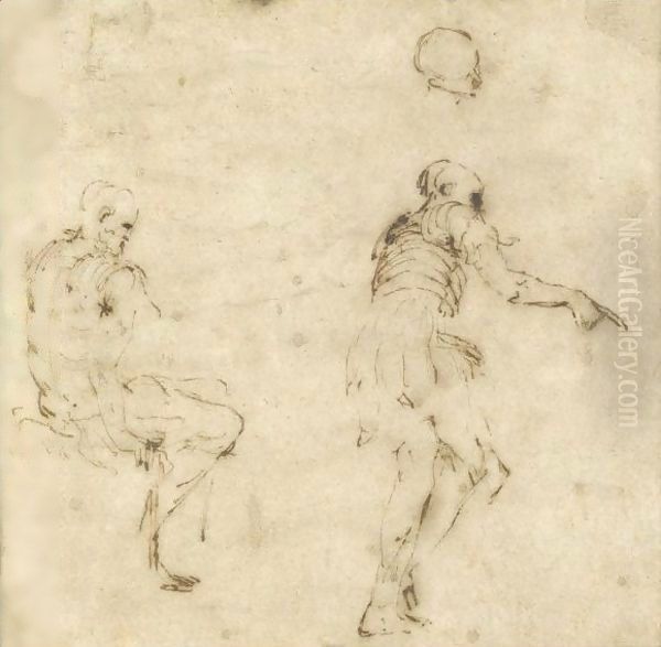 A Seated Roman Soldier, Another Standing And Pointing, And A Sketch Of A Head - view 1