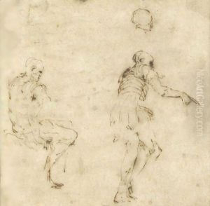 A Seated Roman Soldier, Another Standing And Pointing, And A Sketch Of A Head