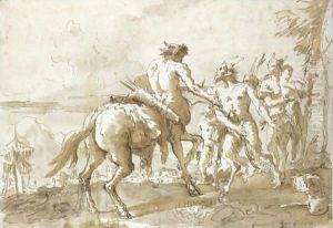 A Centaur Meeting A Faun And His Family by Giovanni Domenico Tiepolo