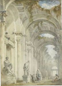 A Sculpture Gallery In A Ruined Arcade by Giovanni Paolo Panini