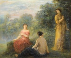 Trois Nymphes Pres D'Une Source by Ignace Henri Jean Fantin-Latour