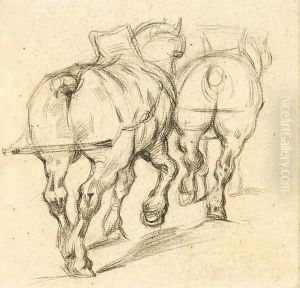 Chevaux De Trait (D'Apres Gericault) by Paul Cezanne