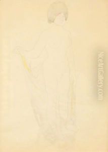 Femme Nue, Tenant Un Voile De Sa Main Droite by Auguste Rodin