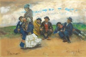 Personnages Dans La Campagne by Francesco Paolo Michetti