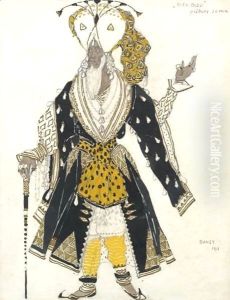Costume Design For The Priest Soma From Le Dieu Bleu by Leon Samoilovitch Bakst