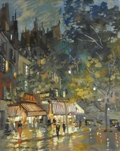 Paris Cafe By Night by Konstantin Alexeievitch Korovin