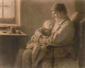 Grossvater Mit Schlafender Enkelin Grandfather With Sleeping Granddaughter by Albert Anker