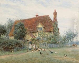 Feeding Time At The Cottage by Helen Mary Elizabeth Allingham