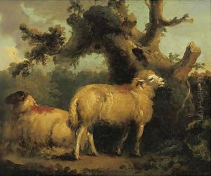 Two Sheep In A Landscape by George Morland