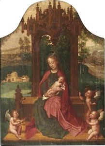 Virgin And Child Enthroned by Adriaen Isenbrant