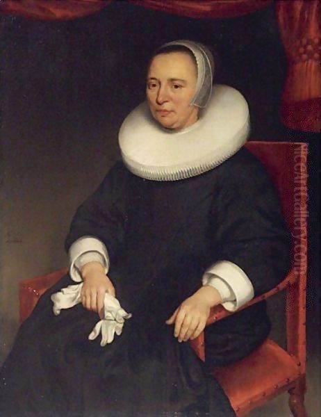 Portrait Of Lady, Seated Three-Quarter Length, Wearing A Black Dress With A White Ruff - view 1