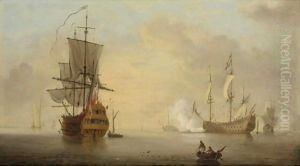 Vessels Becalmed Off The Coast