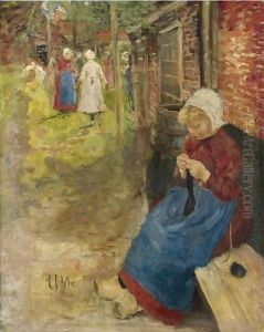 Strickendes Madchen (Girl Knitting) by Fritz von Uhde