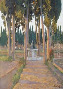 Golden Cypresses - The Orchard Of The Duke Of Gor by Santiago Rusinol i Prats