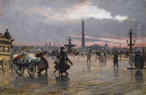 Concorde Pladsen, Paris (Place De La Concorde, Paris) by Paul-Gustave Fischer