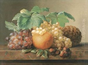 Still Life Of Grapes, Blackberries, An Orange And A Pineapple by Johan Laurentz Jensen