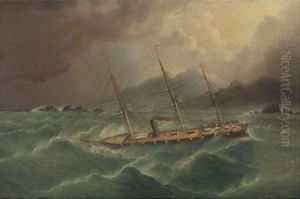 Packet Ship In A Storm At Tierra Del Fuego by James E. Buttersworth