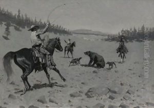 The Bear At Bay (Roping A Grizzly) by Frederic Remington