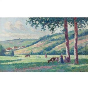 Paysage Aux Bergeres Et Vachers by Maximilien Luce