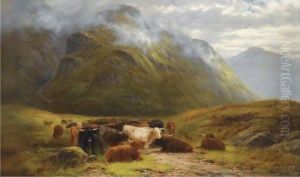 Highland Cattle Resting Near Buchal Etive, Glen Coe by Louis Bosworth Hurt