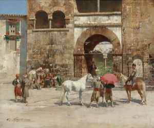 At Rest Outside The City Walls by Victor Pierre Huguet