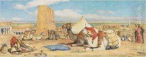 The Arab Caravan Encampment At Edfou by John Frederick Lewis