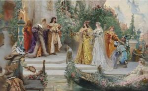 The Arrival Of The Guests, Venice by Georges Jules Victor Clairin