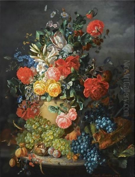 A Flower Still Life With Grapes - view 1