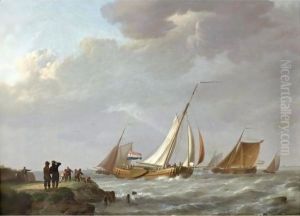 Shipping Off The Dutch Coast 2 by Johannes Hermanus Koekkoek Snr