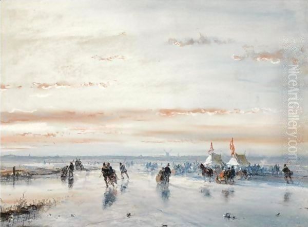 Winter Fun On The Ice Near A 'Koek En Zopie' - view 1