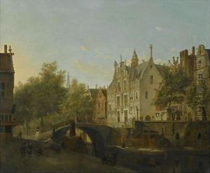 Delft, A View Of The Oude Delft And The Gemeenlandshuis by Jan Van Der Heyden