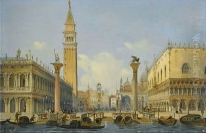 Venice, A View Of The Piazzetta From The Bacino Di San Marco by Carlo Grubacs