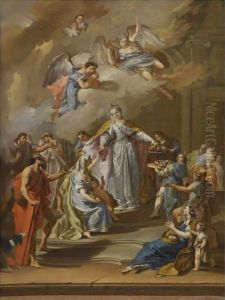 Saint Elizabeth Of Portugal Distributing Alms