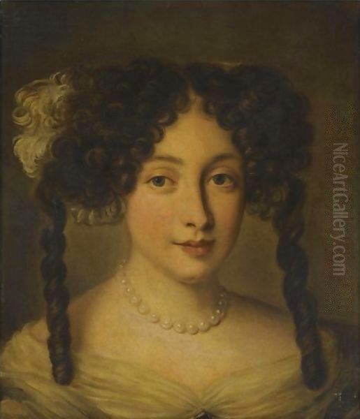 Portrait Of A Lady, Bust-Length, Wearing A Pearl Necklace - view 1