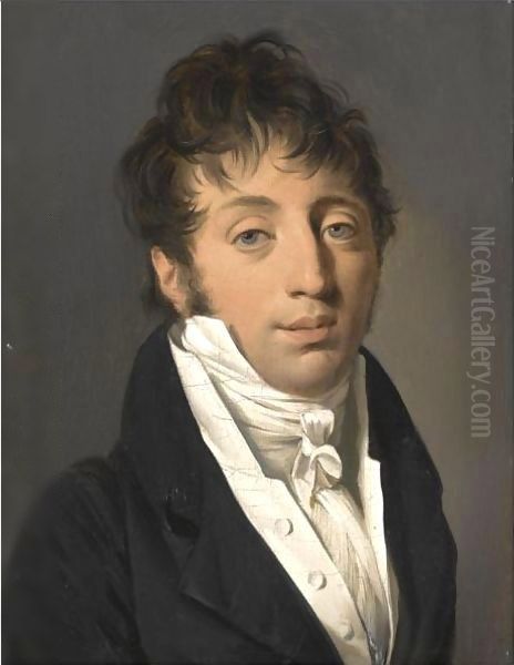 Portrait Of A Man, Half Length, Wearing A Black Jacket With A White Cravat - view 1