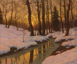 Winter Sunset 2 by Ivan Fedorovich Choultse