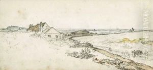 PANORAMIC LANDSCAPE WITH A HOUSE by Georges Michel
