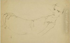 Girl On Her Back by Egon Schiele