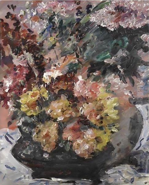 Flowers In A Bronze Bucket - view 1