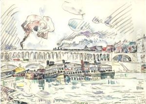 Viaduc Et Bateau Mouche A Auteuil