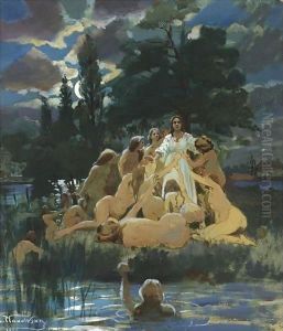 Mermaids, 1885 by Konstantin Egorovich Egorovich Makovsky