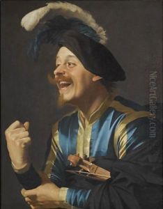 A Laughing Violinist by Gerrit Van Honthorst