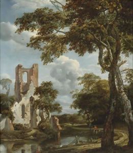 Fishermen On A River Bank Before The Ruins Of The Chapel Of Eyckendynen, Near The Hague Fishermen On A River Bank Before The Ruins Of The Chapel Of Eyckendynen, Near The Hague