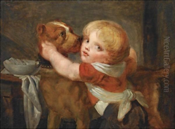 A Young Boy With A Dog - view 1