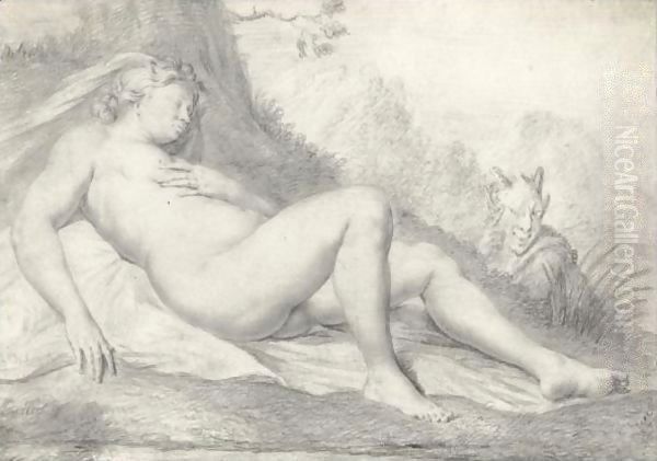 A Sleeping Nymph Watched By A Satyr - view 1