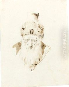 Head Of A Magician by Giovanni Battista Tiepolo