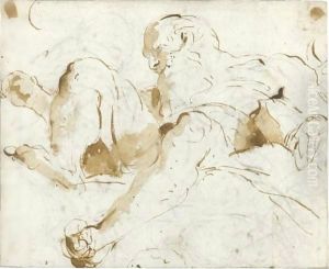 A Bearded Old Man Seated In The Clouds, Seen From Below by Giovanni Battista Tiepolo