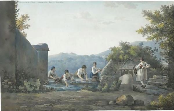 Washerwomen At A Fountain Near Tivoli - view 1