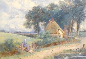 A Cottage Near Witley, Surrey by Myles Birket Foster