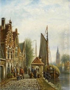 Daily Activities In A Sunlit Dutch Town